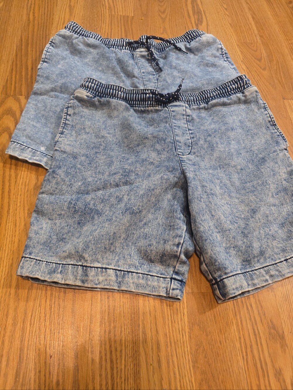Denim-Look Elastic Waist Shorts - Light Blue (2 Pack)